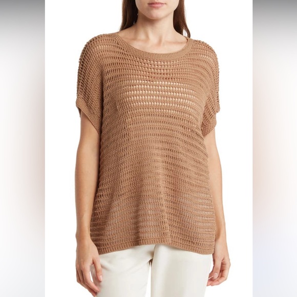 Max Studio Sweater Vest Brown Loose Knit Sleeveless Cottagecore Boho size 1X NWT - Picture 2 of 6